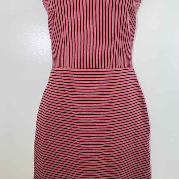 LOFT stripe sleeveless mini dress size 2 pink/black - Picture 8 of 13